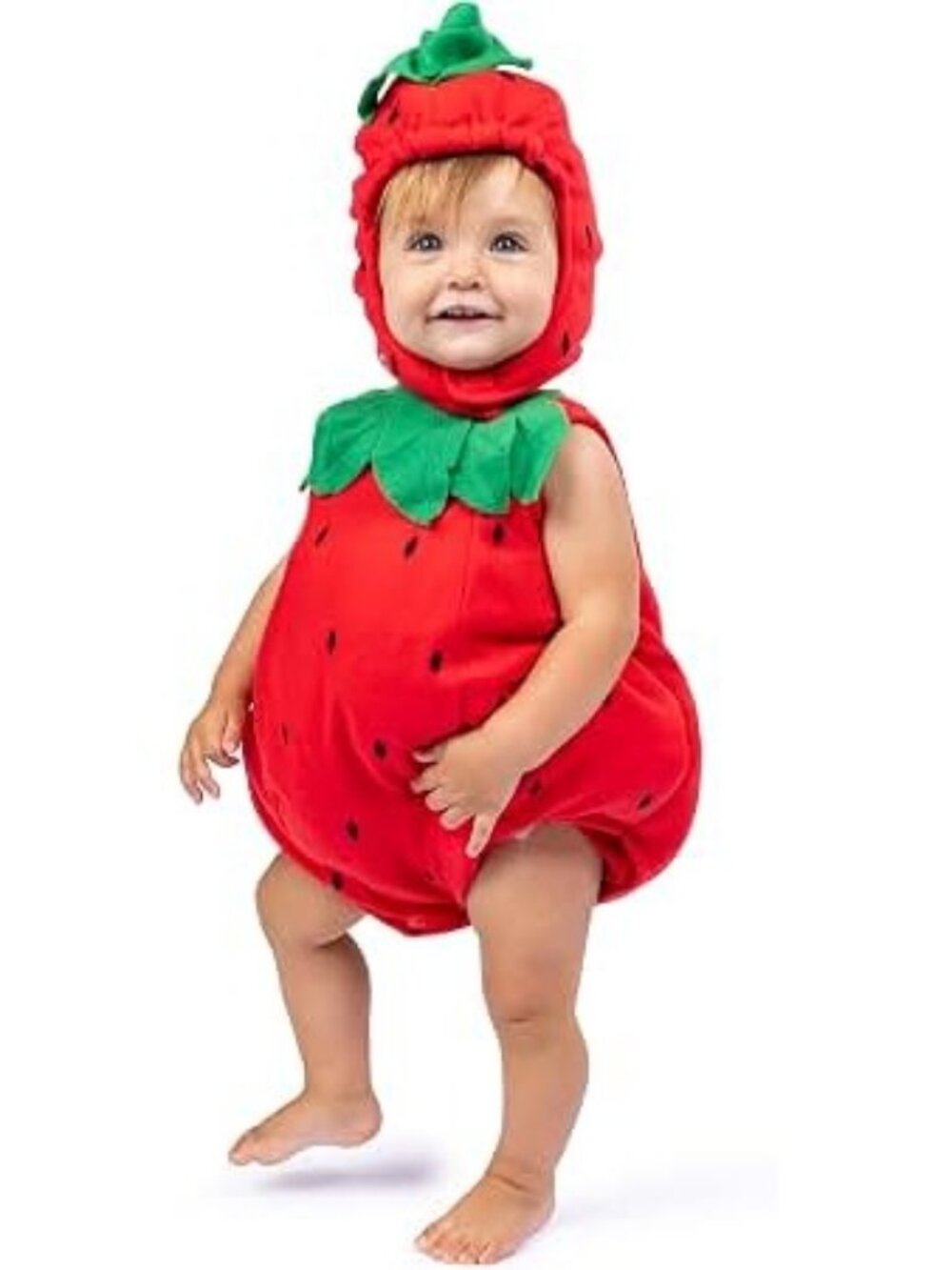 Dress Up America Baby Strawberry Costume With Hat Red & Green Halloween OS
